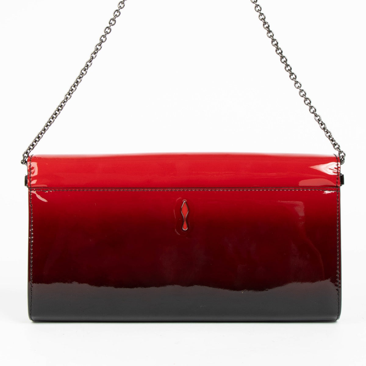 Authentic pre-loved Christian Louboutin Red Leather Degrade Patent Riviera Clutch on Labellov.com