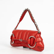 Authentic pre-loved Gucci Red Leather Medium Horsebit Chain Clutch on Labellov.com