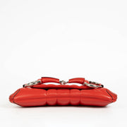 Authentic pre-loved Gucci Red Leather Medium Horsebit Chain Clutch on Labellov.com