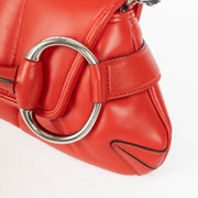 Authentic pre-loved Gucci Red Leather Medium Horsebit Chain Clutch on Labellov.com