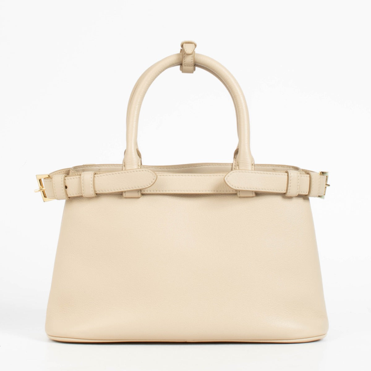 Authentic pre-loved Prada Travetine Leather Small Buckle Double Belt Bag on Labellov.com