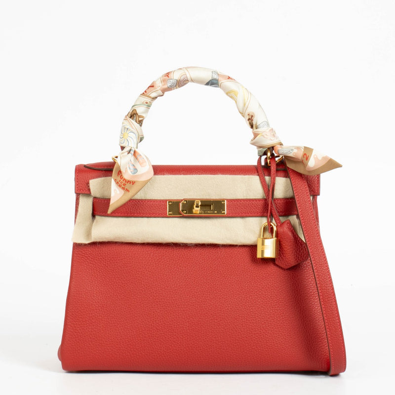 Hermès Kelly 28 Rouge Vif Togo GHW