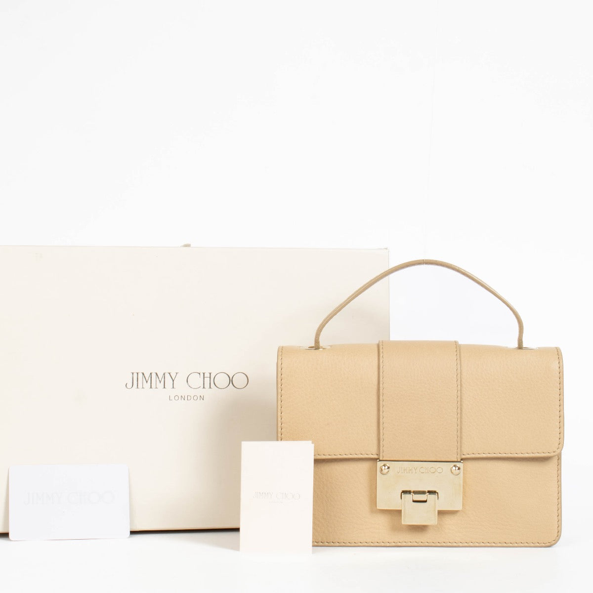 Authentic pre-loved Jimmy Choo Beige Top Handle Bag on Labellov.com