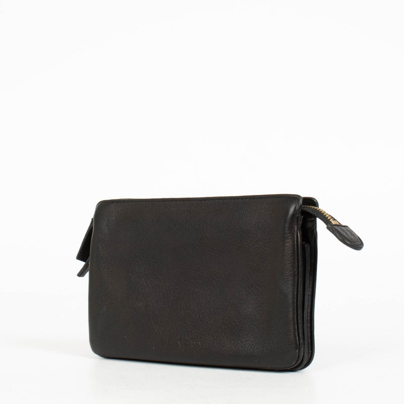 Authentic pre-loved Delvaux Black Leather Zipped Pouch on Labellov.com