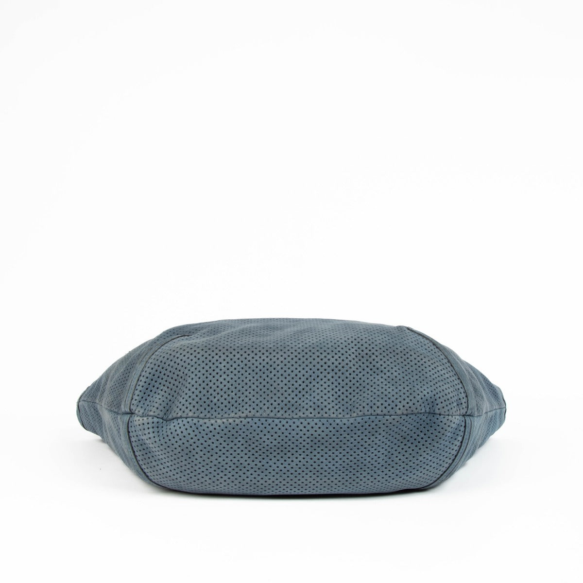 Authentic pre-loved Delvaux Bleu Perforated Leather Louise Cabas Top Handle Bag on Labellov.com