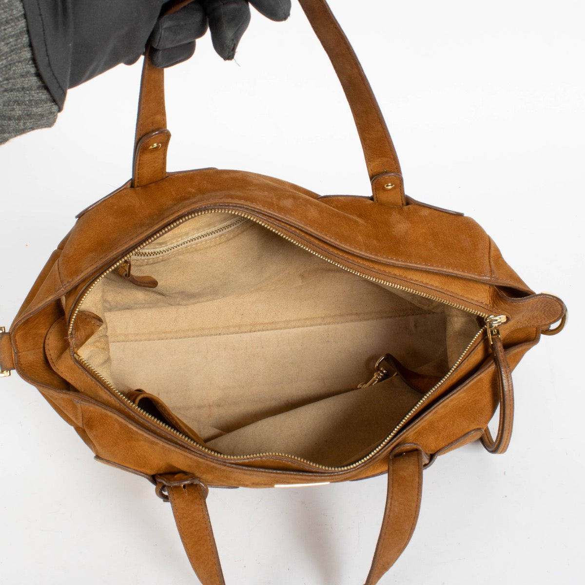 Authentic pre-loved Delvaux Camel Suede Saint Germain Bag on Labellov.com