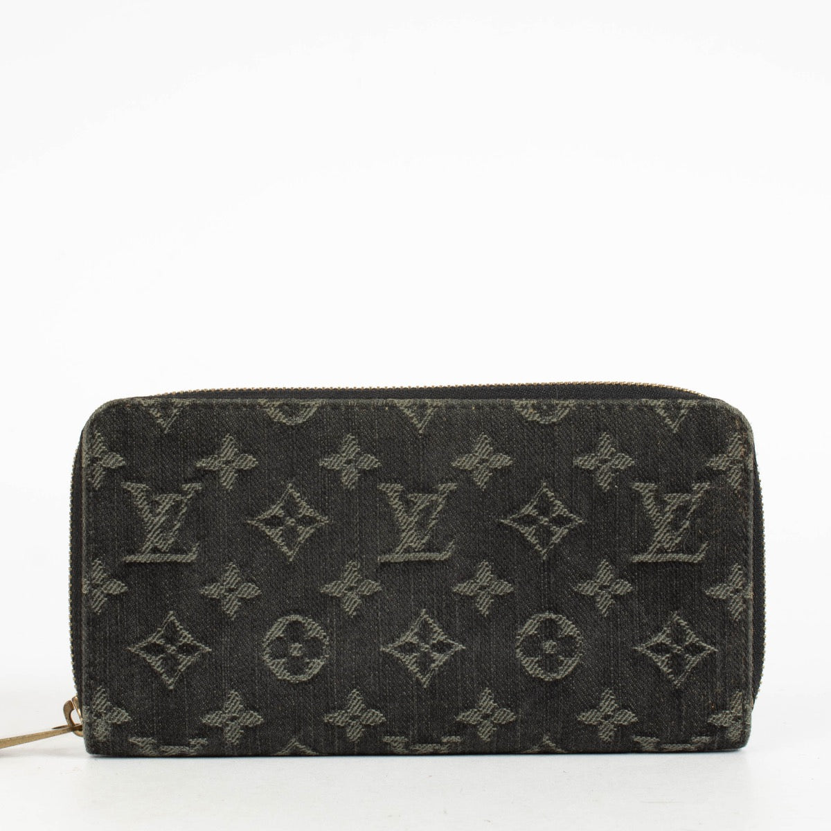 Authentic pre-loved Louis Vuitton Black Monogram Denim Zippy Wallet on Labellov.com