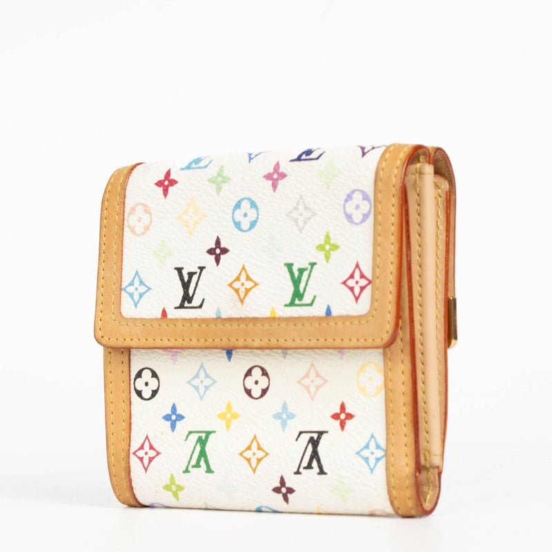 Authentic pre-loved Louis Vuitton White Monogram Multicolor Porte-Monnaie Plat Wallet on Labellov.com