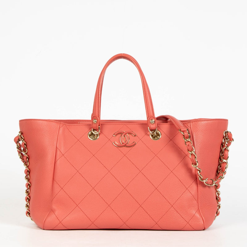 100% authentic second hand Chanel Pink Bullskin Leather Small Tote Bag in neo pink at Labellov.com