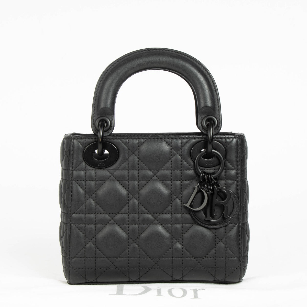 Christian Dior レディディオール スモール ウルトラマットブラック Christian Dior Black Ultramatte Mini Lady Dior Bag – Labellov