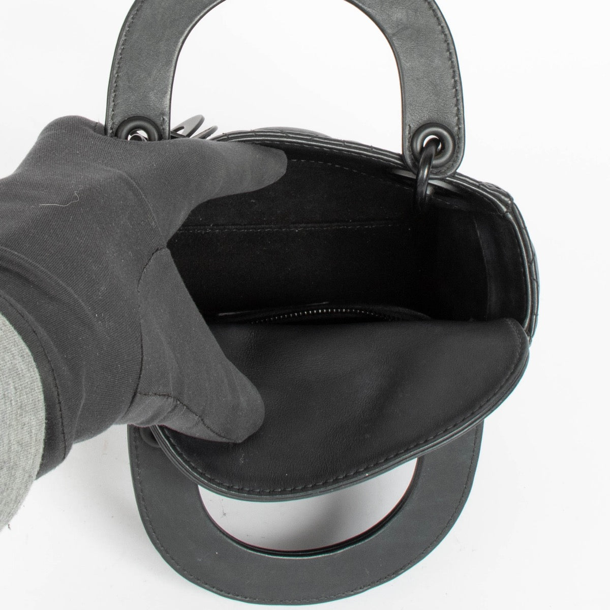 Authentic pre-loved Christian Dior Black Ultramatte Mini Lady Dior Bag on Labellov.com