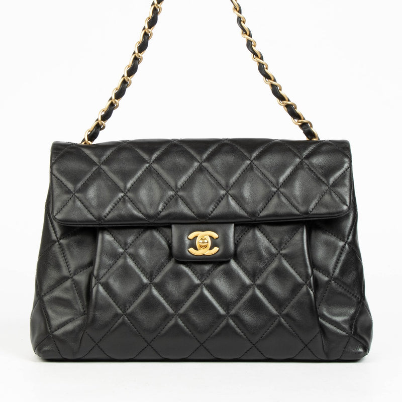 Authentic pre-loved Chanel Black Quilted Lambskin Large Vintage Flap Bag on Labellov.com