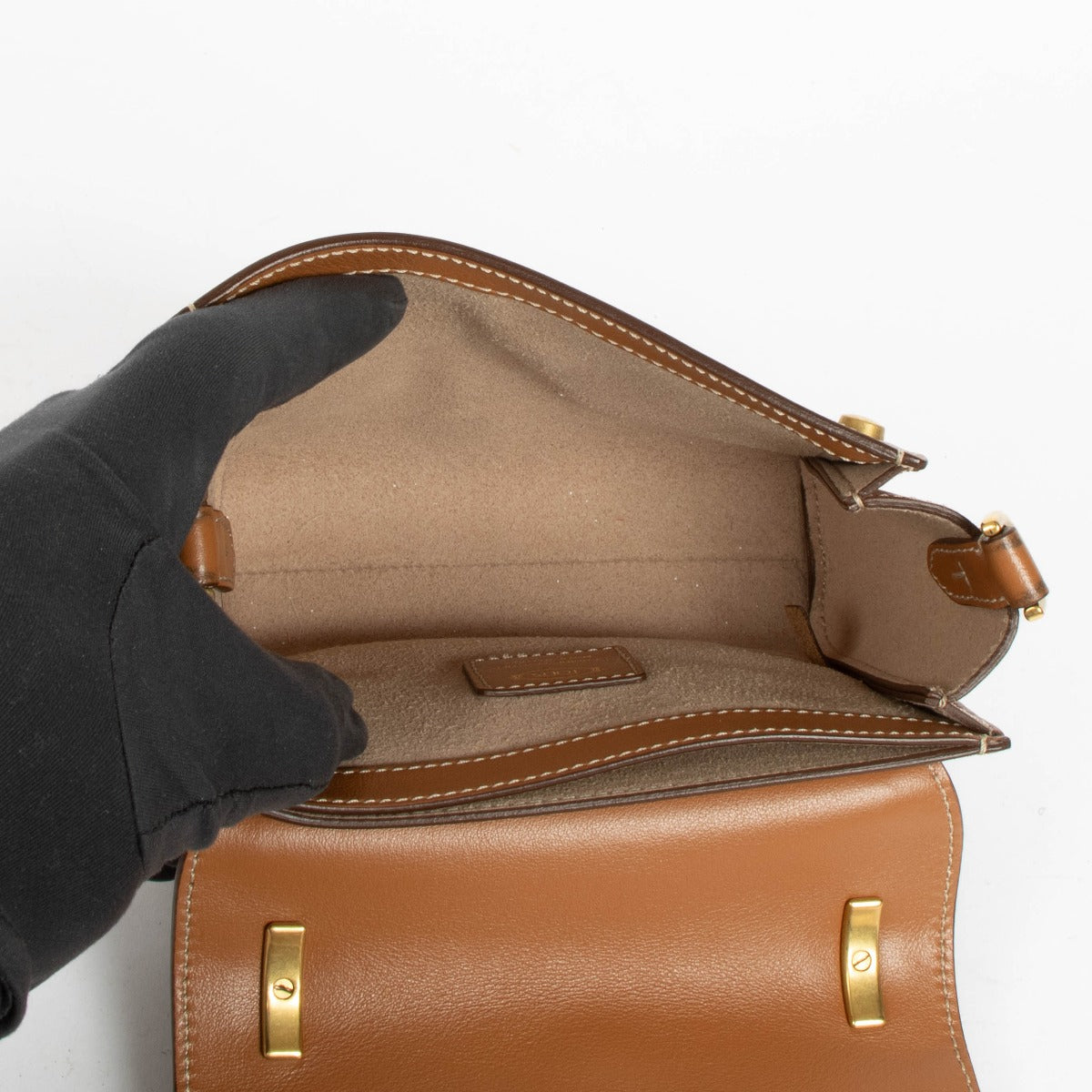 Authentic pre-loved Tod's Camel T Timeless Mini Crossbody With Top Handle Bag on Labellov.com