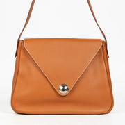 100% authentic second hand Hermès Gold Fjord Leather Large Christine Envelope Bag at Labellov.