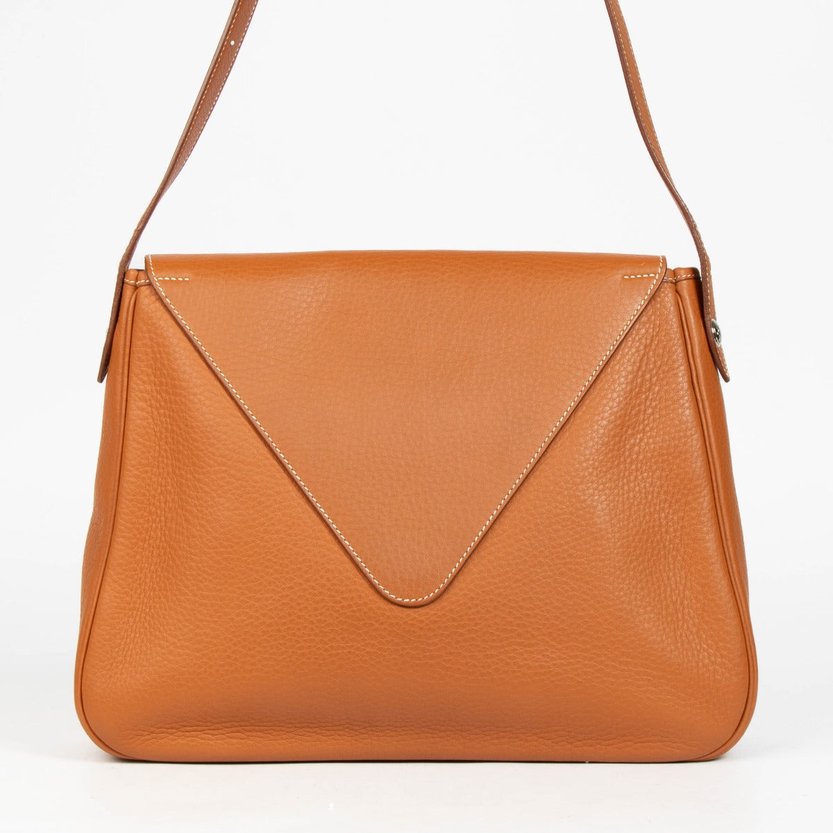100% authentic second hand Hermès Gold Fjord Leather Large Christine Envelope Bag at Labellov.