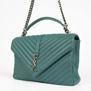 Shop this authentic Saint Laurent Green Leather Large College Bag pre-loved on Labellov.com