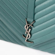 Shop this authentic Saint Laurent Green Leather Large College Bag pre-loved on Labellov.com