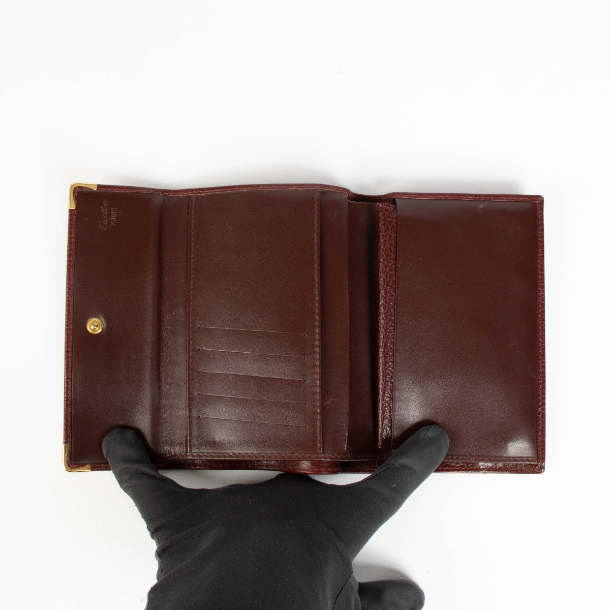 Authentic pre-loved Cartier Burgundy En Cuir Wallet on Labellov.com