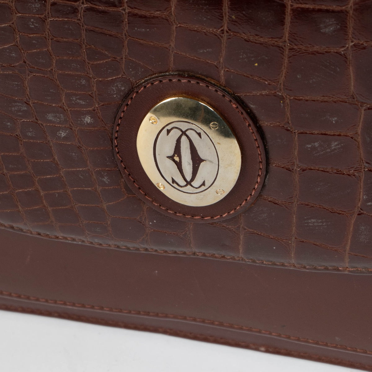 Authentic pre-loved Cartier Burgundy Crocodile Crossbody Bag on Labellov.com