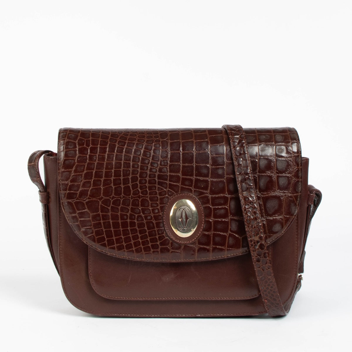 Authentic pre-loved Cartier Burgundy Crocodile Crossbody Bag on Labellov.com