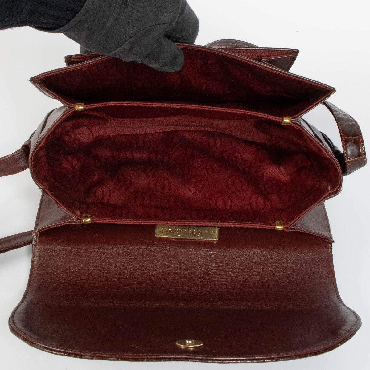 Authentic pre-loved Cartier Burgundy Crocodile Crossbody Bag on Labellov.com
