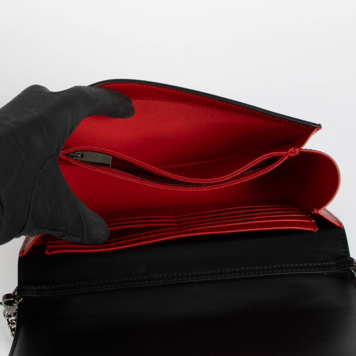 Authentic pre-loved Christian Louboutin Black Calfskin Leather Spikes Paloma Crossbody Bag on Labellov.com