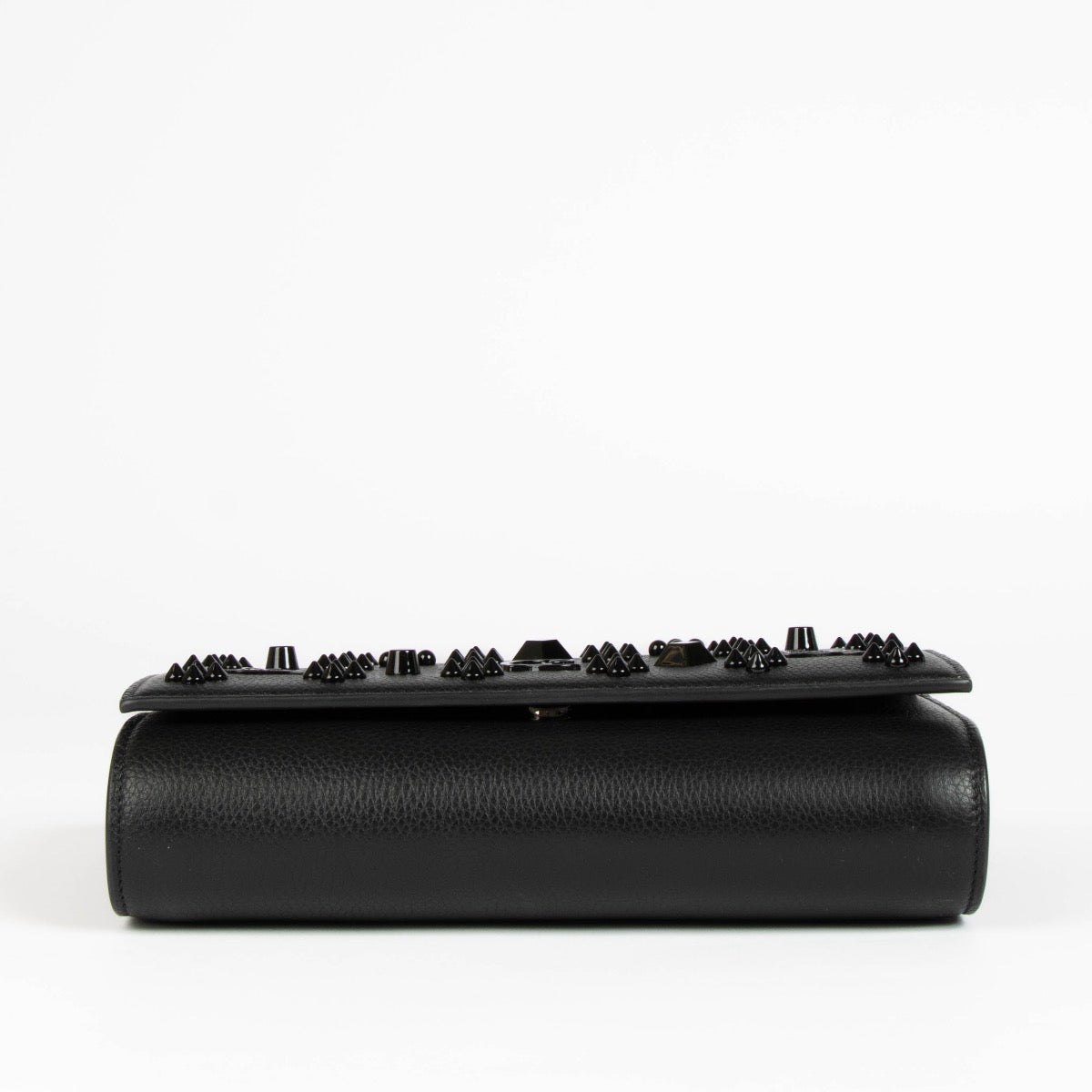 Authentic pre-loved Christian Louboutin Black Calfskin Leather Spikes Paloma Crossbody Bag on Labellov.com