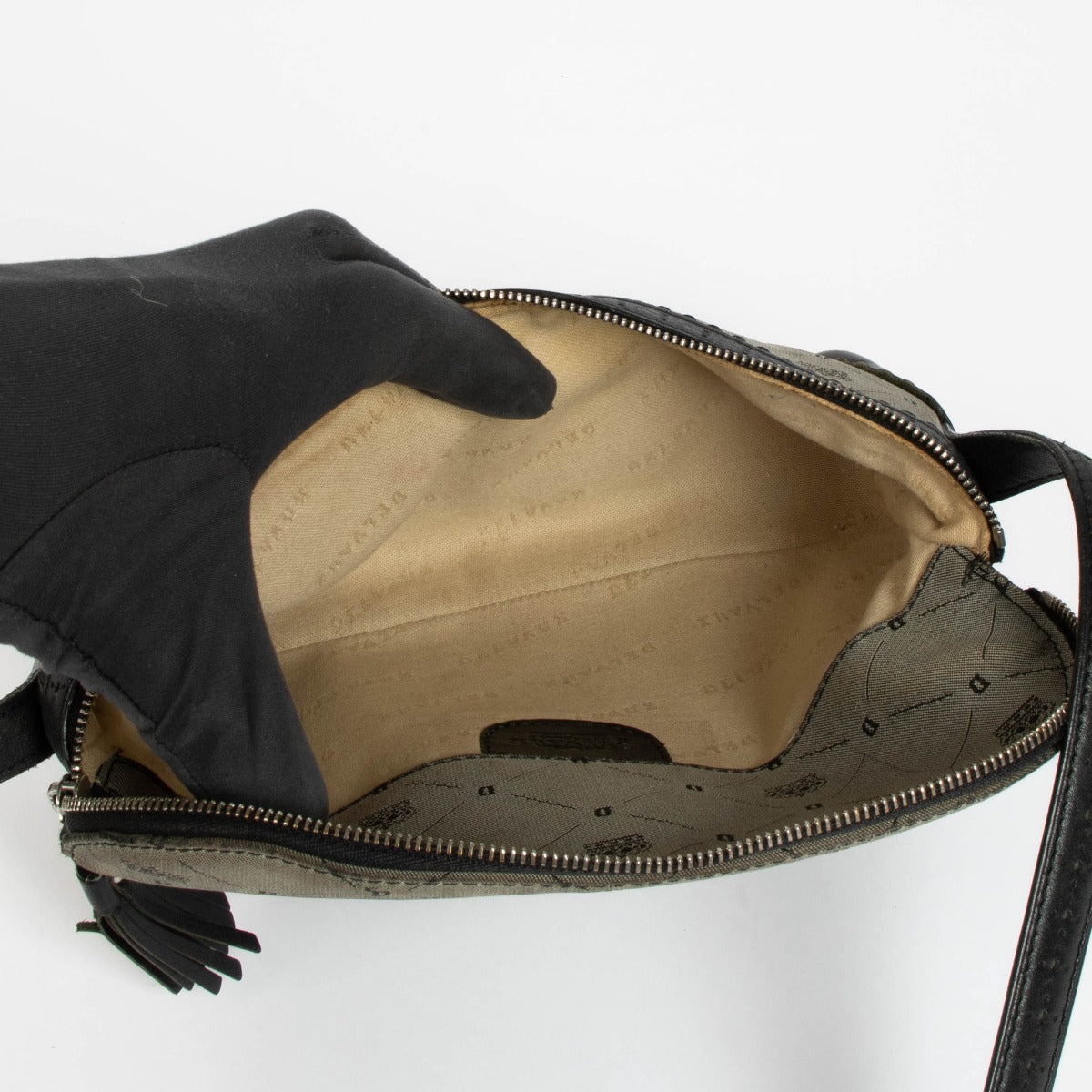 Authentic pre-loved Delvaux Logo Canvas Blue Crossbody Bag on Labellov.com