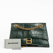Authentic pre-loved Balenciaga Green Crocodile Embossed Small Crush Bag on Labellov.com