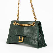 Authentic pre-loved Balenciaga Green Crocodile Embossed Small Crush Bag on Labellov.com