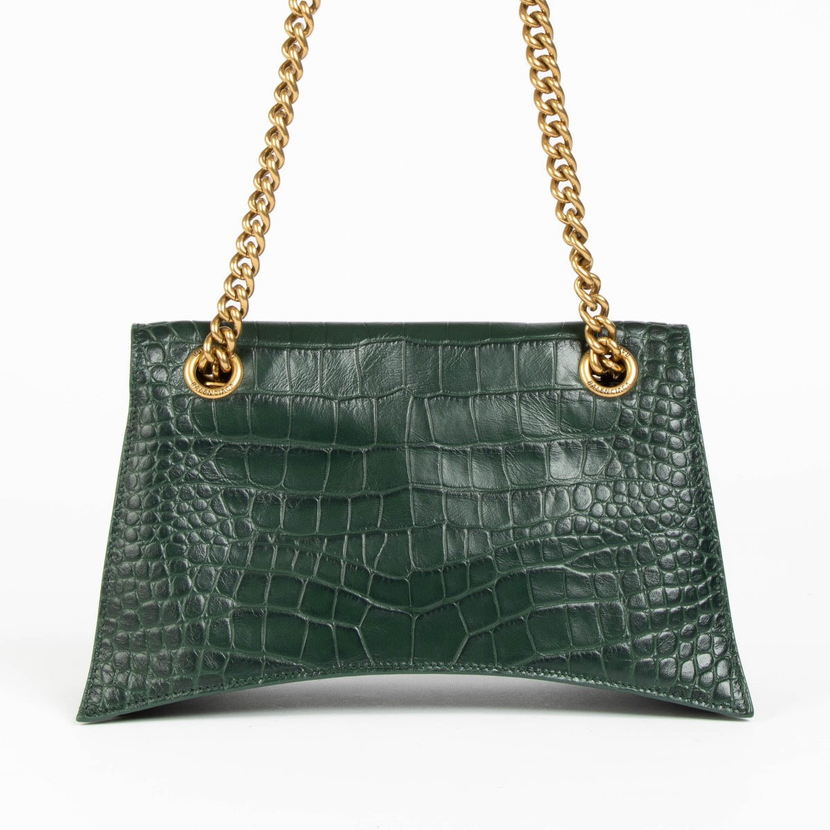 Authentic pre-loved Balenciaga Green Crocodile Embossed Small Crush Bag on Labellov.com