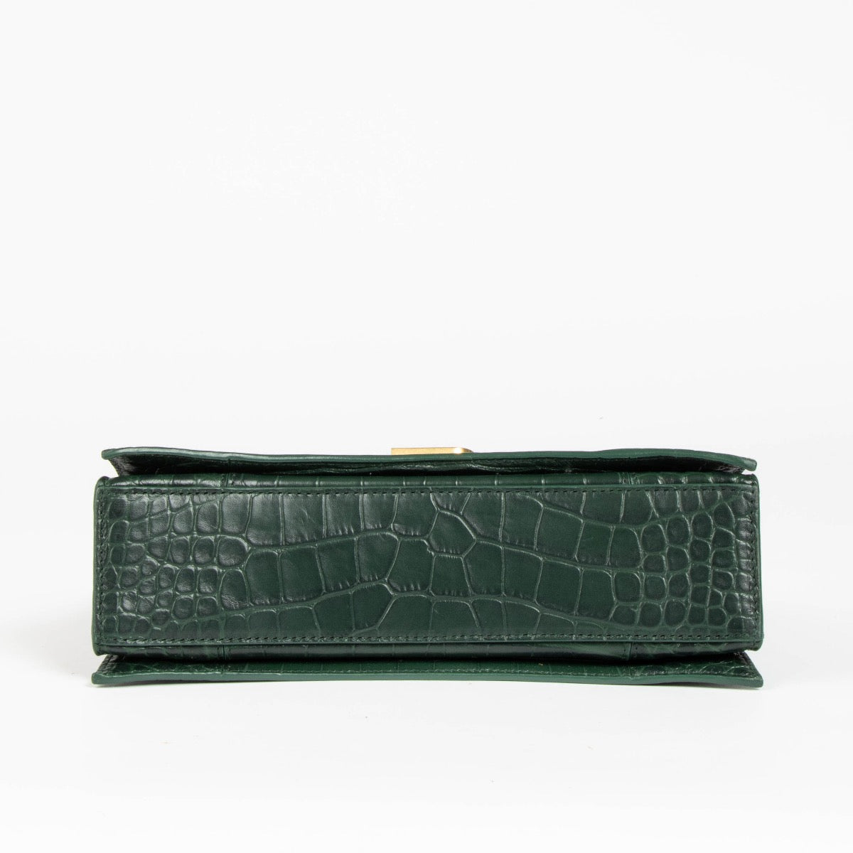 Authentic pre-loved Balenciaga Green Crocodile Embossed Small Crush Bag on Labellov.com