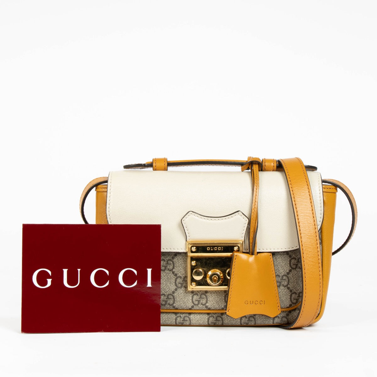 Authentic pre-loved Gucci yellow Padlock Mini Crossbody Bag on Labellov.com