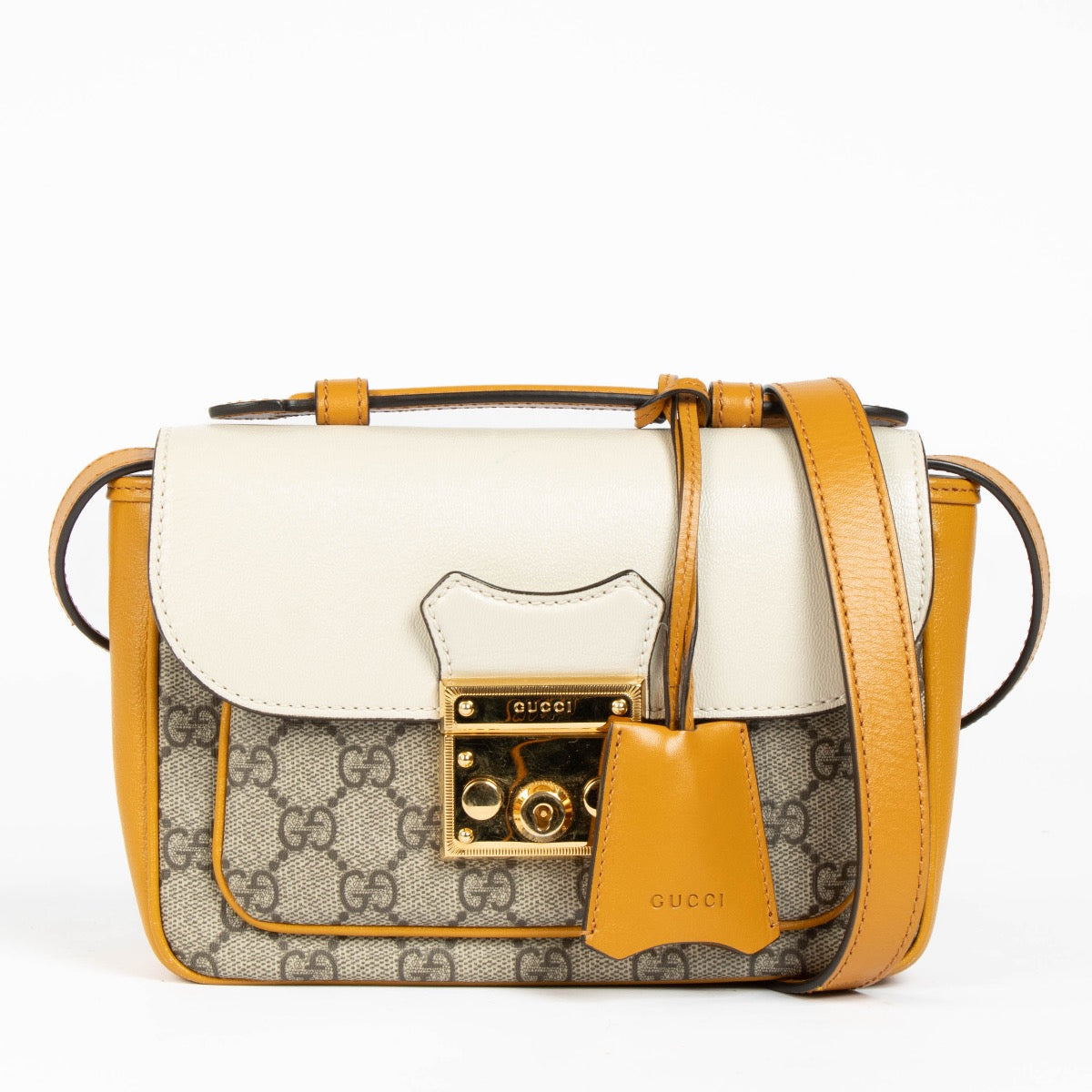 Authentic pre-loved Gucci yellow Padlock Mini Crossbody Bag on Labellov.com
