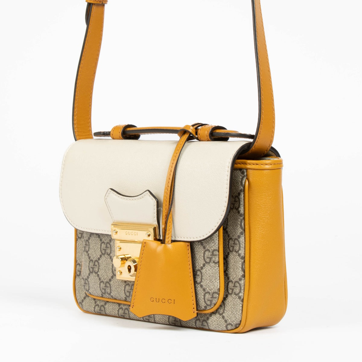 Authentic pre-loved Gucci yellow Padlock Mini Crossbody Bag on Labellov.com