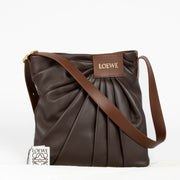 Authentic pre-loved Loewe Dark Brown Mellow Nappa Lambskin Draped Tote Bag on Labellov.com
