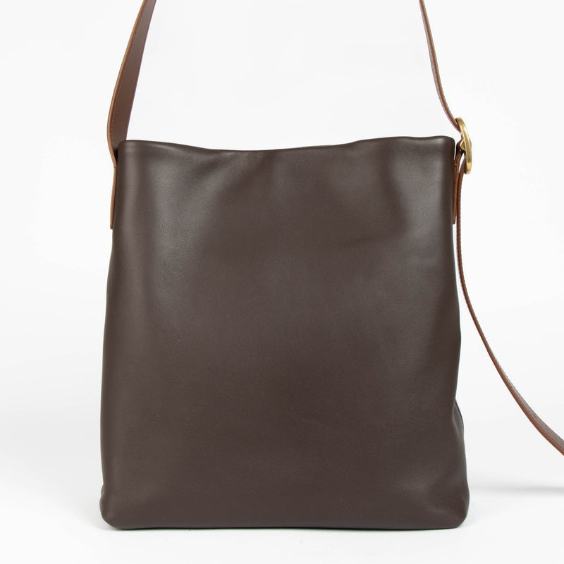 Authentic pre-loved Loewe Dark Brown Mellow Nappa Lambskin Draped Tote Bag on Labellov.com