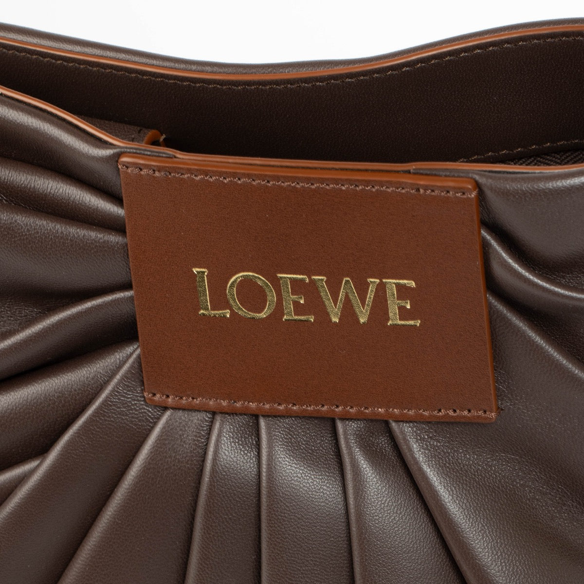 Authentic pre-loved Loewe Dark Brown Mellow Nappa Lambskin Draped Tote Bag on Labellov.com