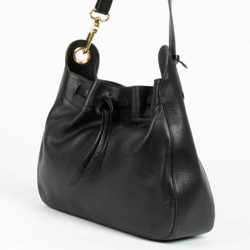 Authentic pre-loved Delvaux Black Leather Vintage Hobo Bag on Labellov.com