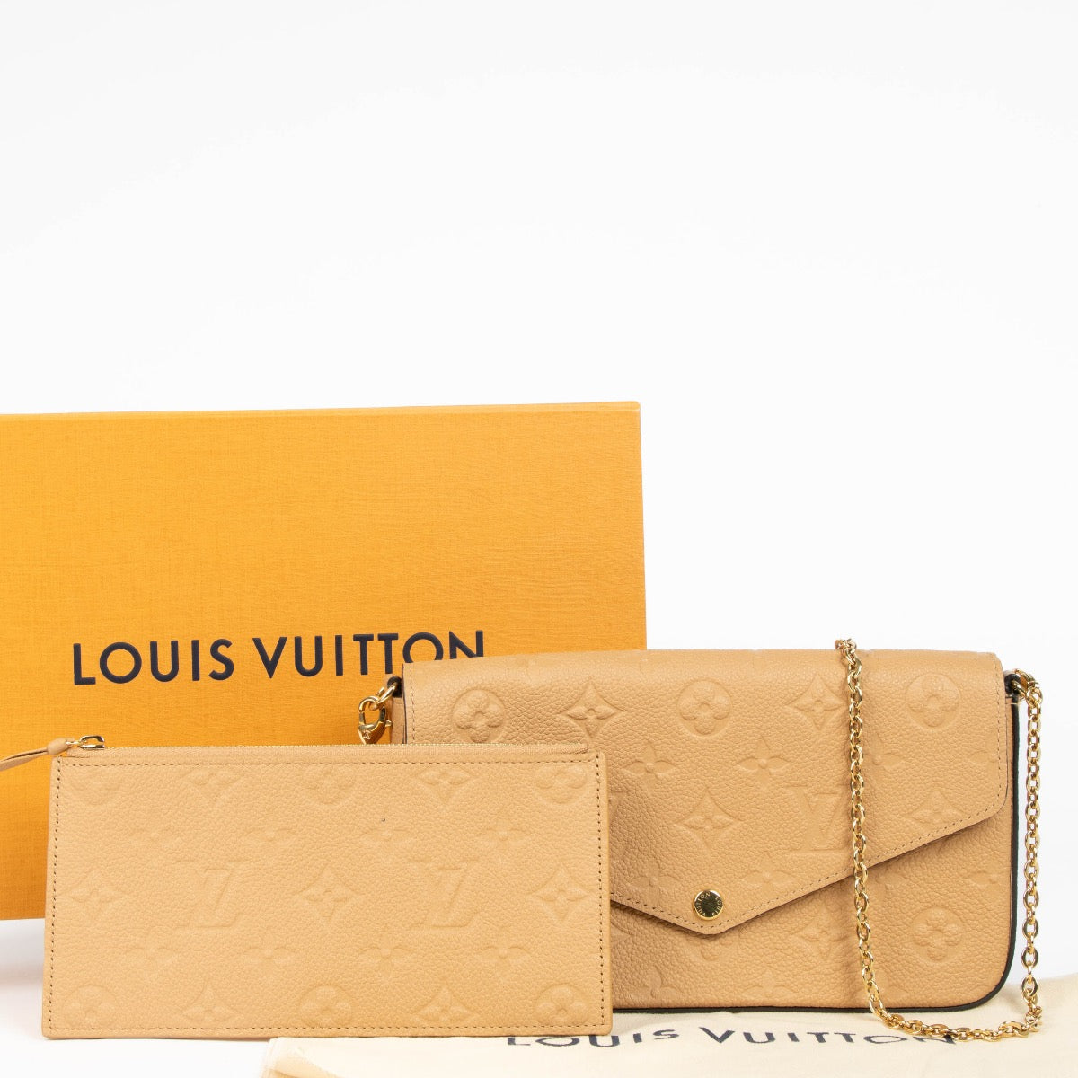 Authentic pre-loved Louis Vuitton Monogram Empreinte Pochette Felicie Crossbody Bag on Labellov.com