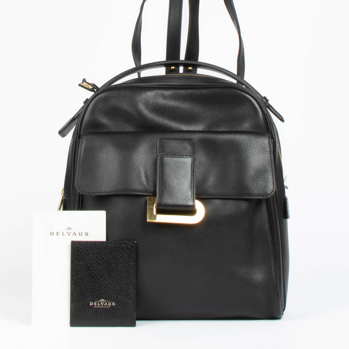 Shop this authentic Delvaux Black Canter Onde Backpack pre-loved on Labellov.com