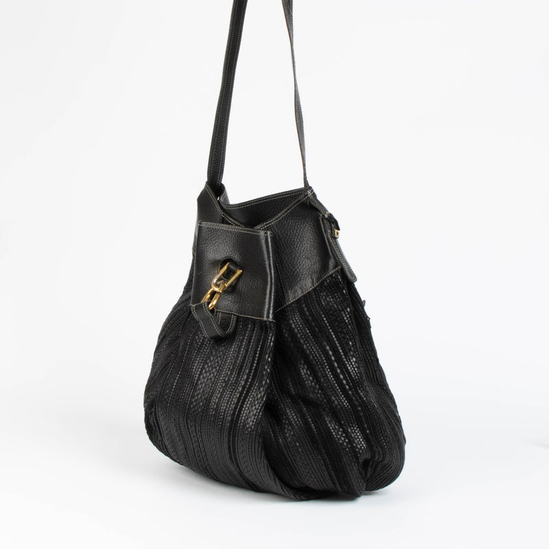 Authentic pre-loved Delvaux Black Toile De Cuir Faust Shoulder Bag on Labellov.com