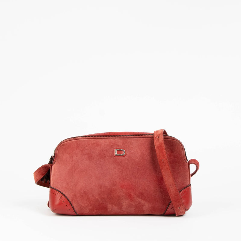 Authentic pre-loved Delvaux Red Baiser Suede Crossbody Bag on Labellov.com