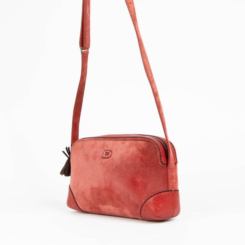 Authentic pre-loved Delvaux Red Baiser Suede Crossbody Bag on Labellov.com