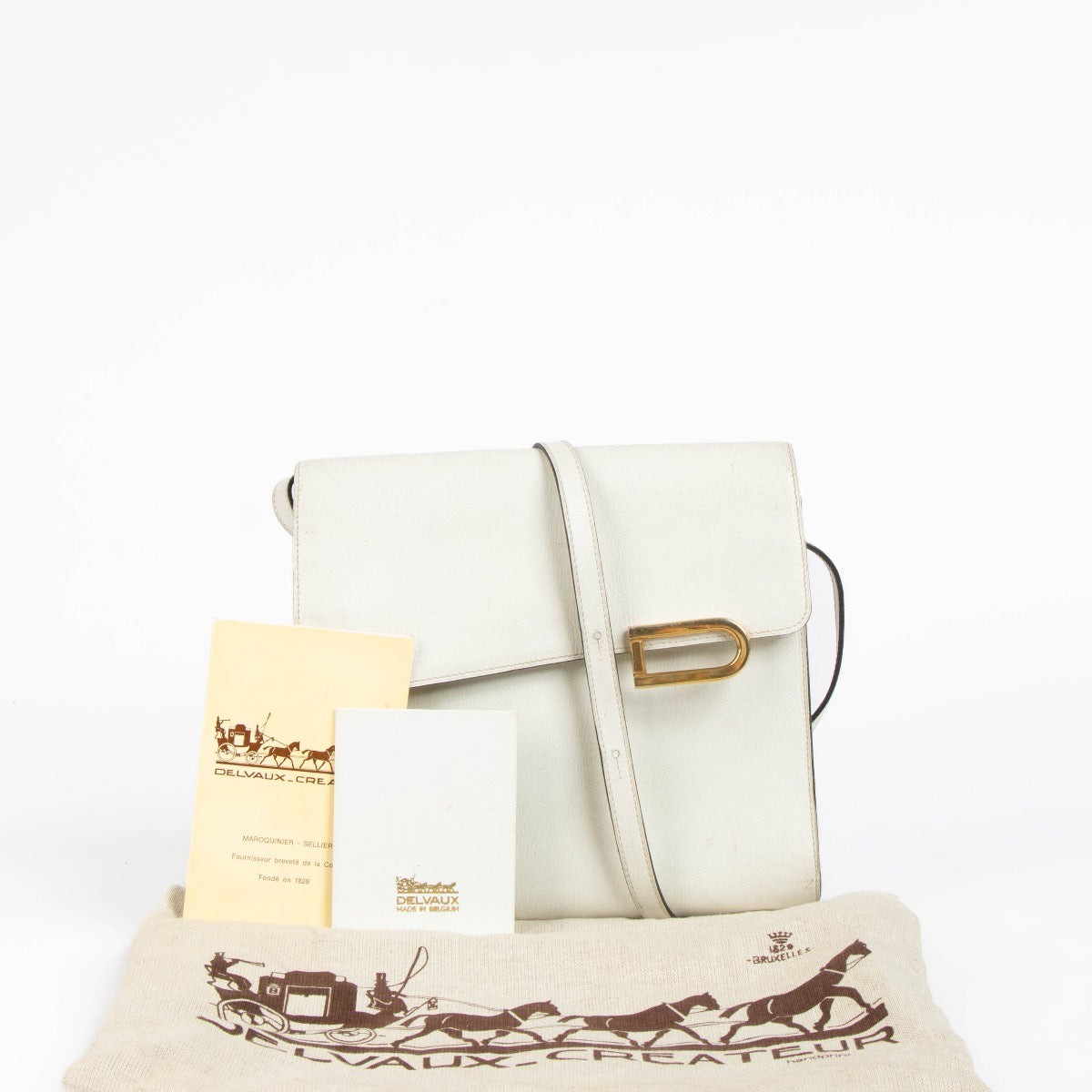 Authentic pre-loved Delvaux White Clairin Crossbody Bag on Labellov.com