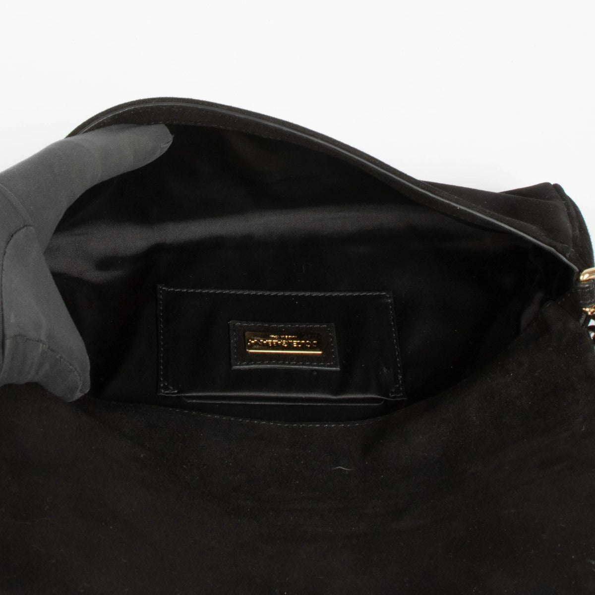 Shop this 100% authentic Dolce & Gabbana Black Suede Crystal Clutch with Matching Belt at Labellov.com