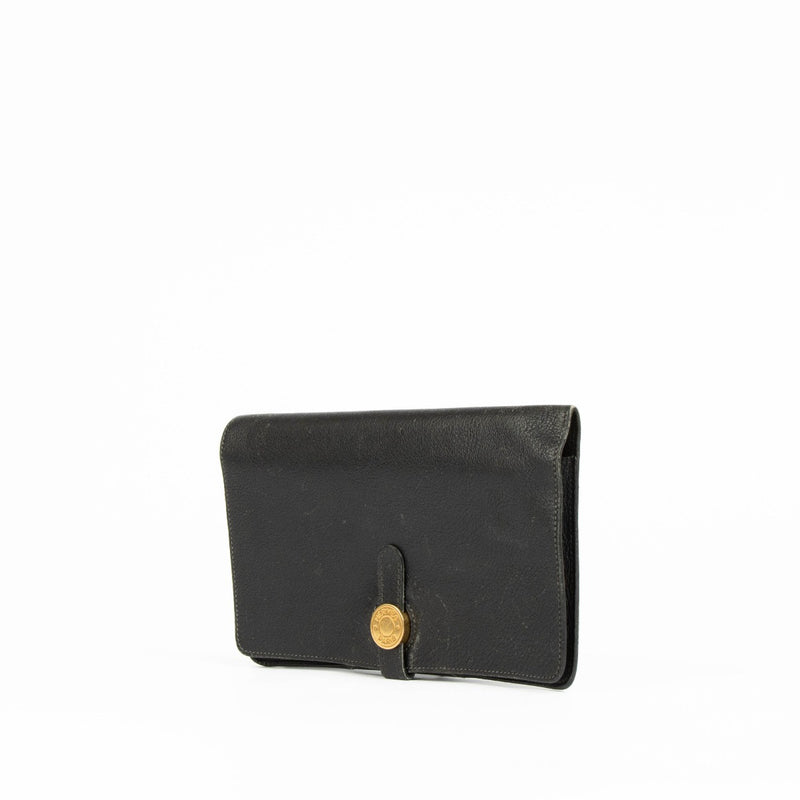 Authentic pre-loved Hermès Black Dogon Vintage Wallet on Labellov.com