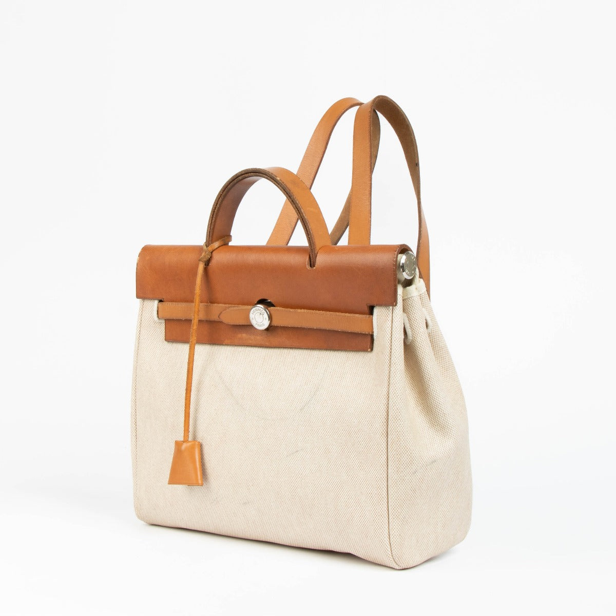 Sac à dos Hermès Vintage Herbag 28 en toile et cuir