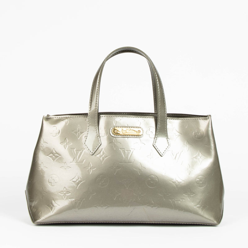 Shop this authentic Louis Vuitton Grey Monogram Vernis Wishire PM Bag pre-loved on Labellov.com