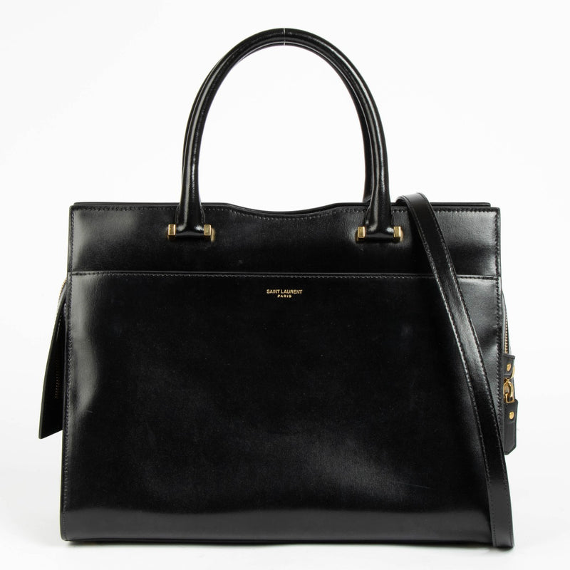 Authentic pre-loved Saint Laurent Black Box Leather Uptown Medium Bag on Labellov.com